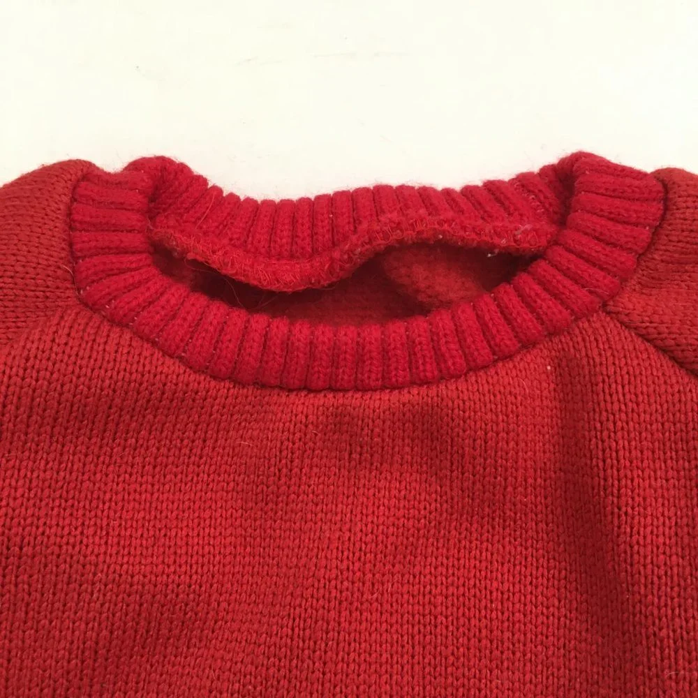 Dog Clothes Red Knit Flag Patch Size XL Made in Korea